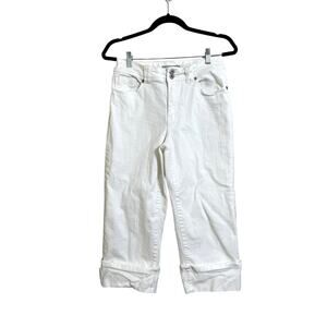 Chico’s Platinum Women’s White Cuffed Casual Jeans Size 1 (Medium)